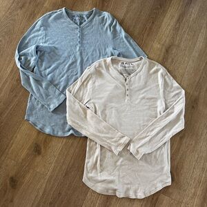 The Rail Waffle-Knit Henley in Light Blue